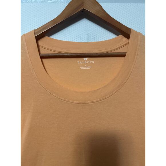 Talbots Pima Cotton Scoop Neck Tee Shirt Women’s Medium Orange Short Sleeve - Picture 2 of 8